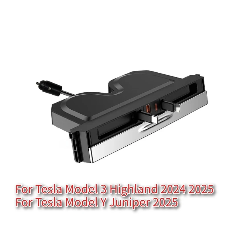 

Док-станция для Tesla Model Y Juniper 2025: USB-хаб с быстрой зарядкой 65W PD, удлинитель для центральной консоли, умный датчик, новая модель 3+