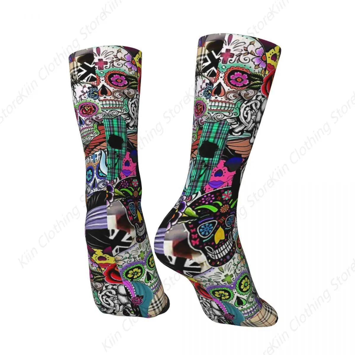 Hip Hop Vintage Halloween Skull Crazy Men's Socks Unisex Happy Halloween Harajuku Pattern Printed Novelty Crew Sock Boys Gift