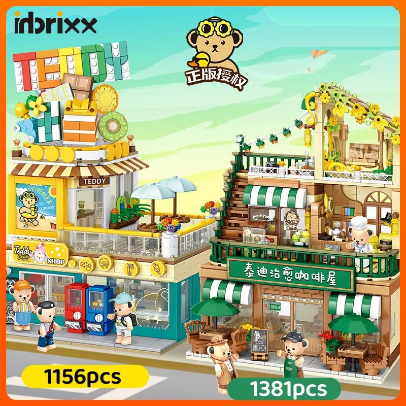 

PANLOS City Teddy Bear Cafe Convenience Store Building Blocks,Creative DIY Kumamon Ramen Restaurant Bricks Toys Girl Kid Gift