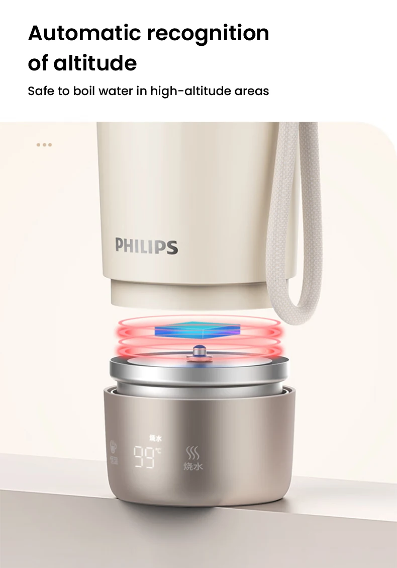 Philips Electric Kettle Bottle 400ml Electric Heating Cup NTC Temperature Control 110V-240V Thermos Cup