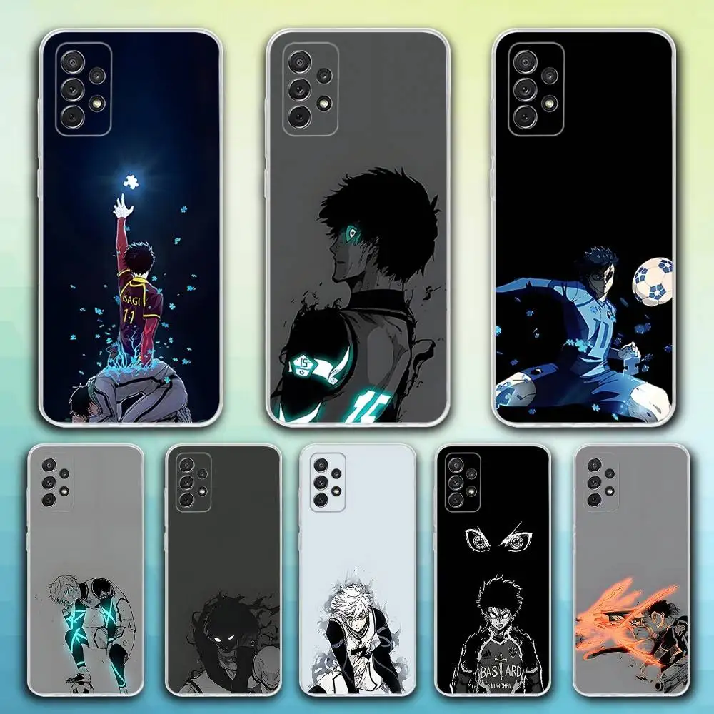 

Anime B-Blue L-Lock Phone Case For Samsung S30,23,21,22,20, FE lite,S10,9,8,7 PIus Note20ultra Soft Transparent