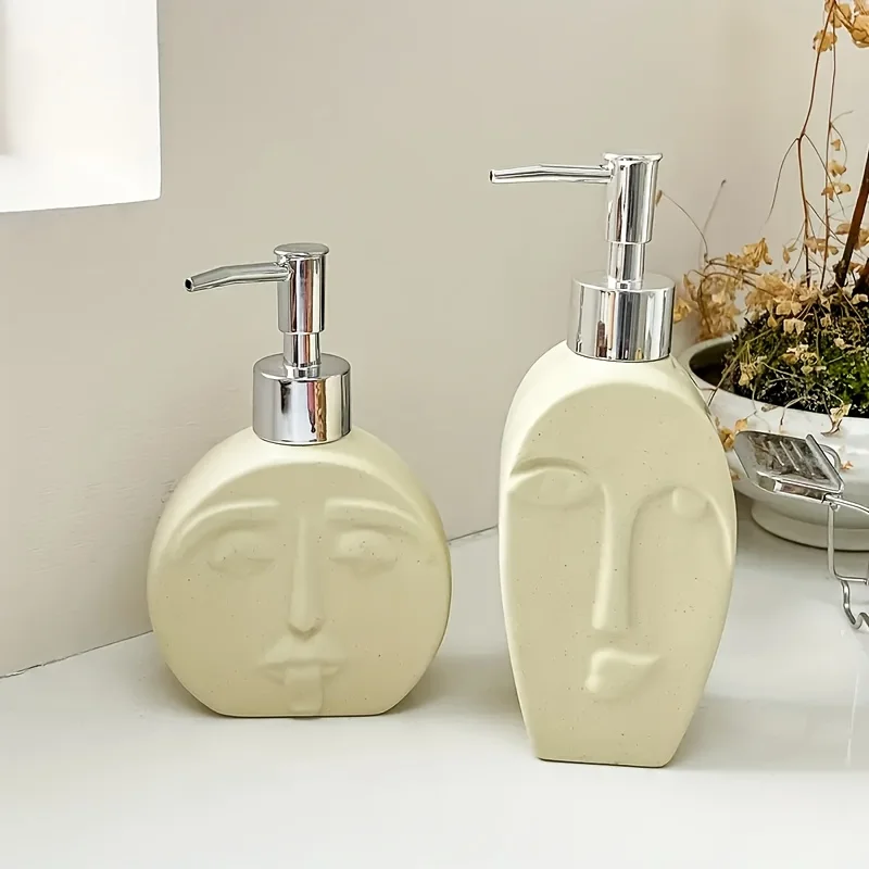 Artistic Nordic-Style Ceramic Soap Dispenser with Hand Pump - Nickel-Free, Bottle Lotion & Shampoo in Bathroom and Kitchen