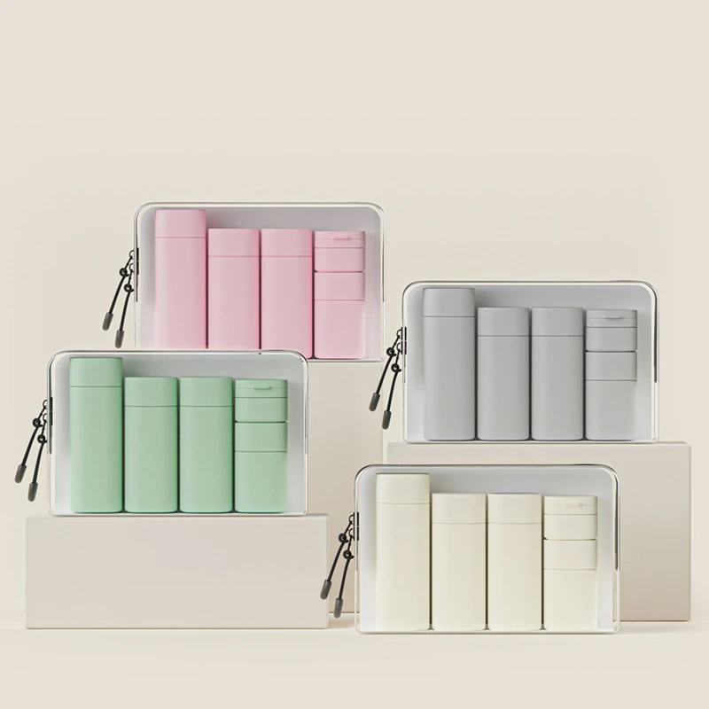 Cosmetici Split Bottle Travel Set Nordic PE tubo bottiglia EVA Wash and Makeup Bag portatile e aereo Split Bottle Travel Set