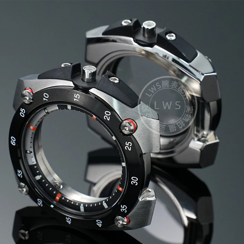 Accesorios de modificación de caja DIY para reloj SEIKO, modificación de caja de acero inoxidable, anillo de escala negra, accesorios de reloj para hombre