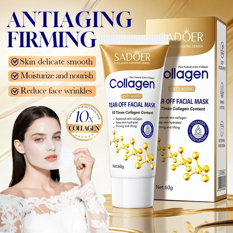 SADOER Collagen Tear Mask Anti-Wrinkle Firming Softening Pampering Facial Masks Moisturizing Hydrating Face Care Wrapped Masks