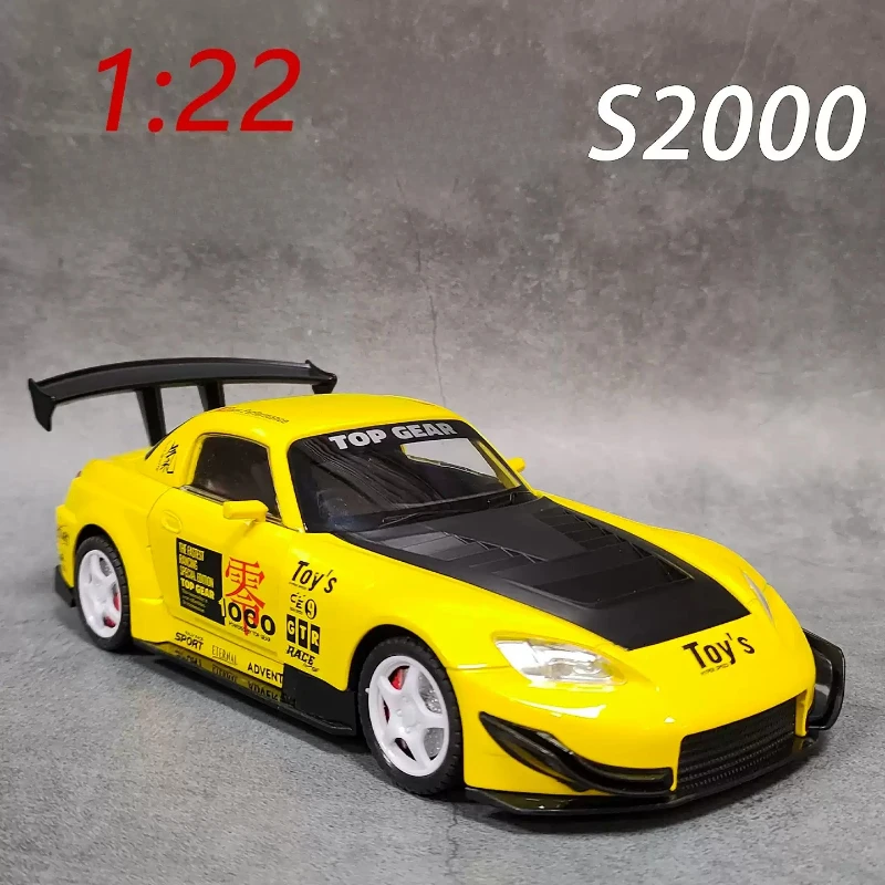 1:22 S2000 Sports Car Alloy Model Diecasts Metal Racing Car Vehicles Model Simulation Sound Light Collection Toy Gift