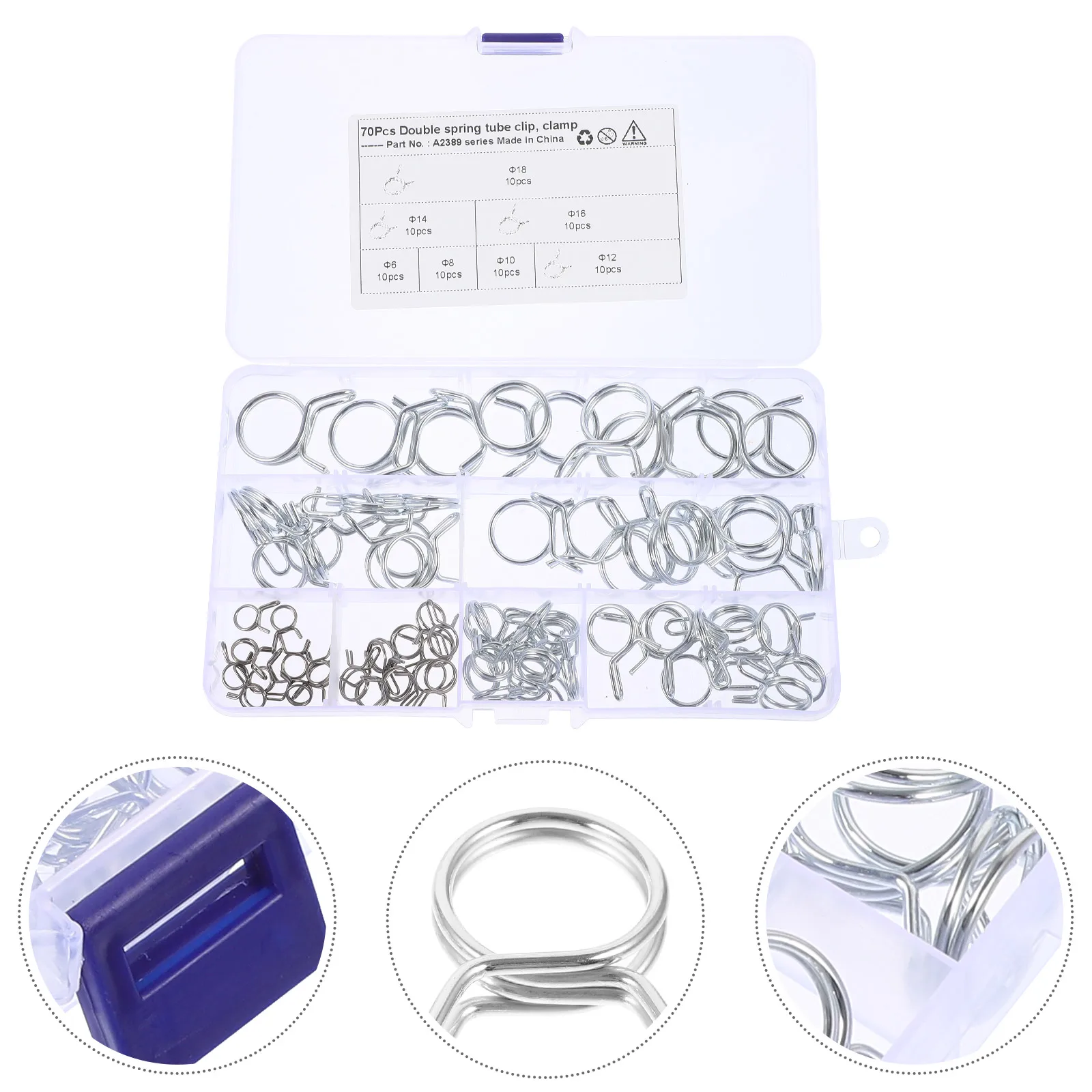 

70pcs Double Hose Clamps Tube Clamp Steel Clips Silicone Fastener Vacuum Motorcycle Hose Clamp Water Pipe Tube