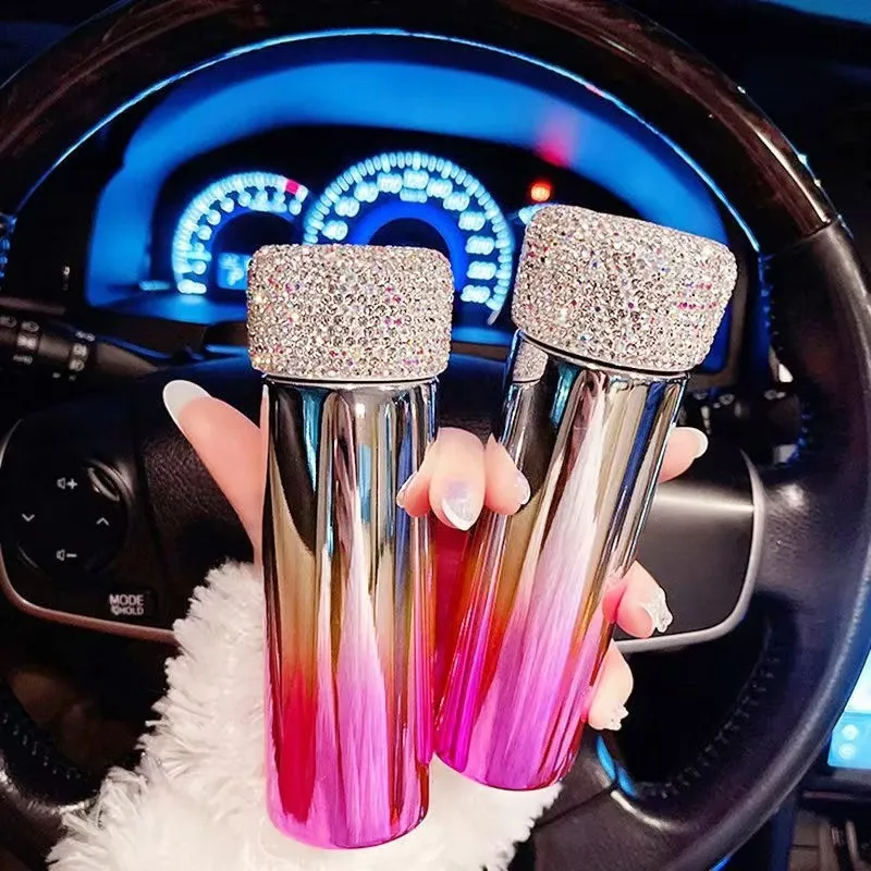 Colorful Mini Insulated Cup High-Value Stainless Steel Diamond-Studded Pocket Cup Student Portable Rainbow Cup
