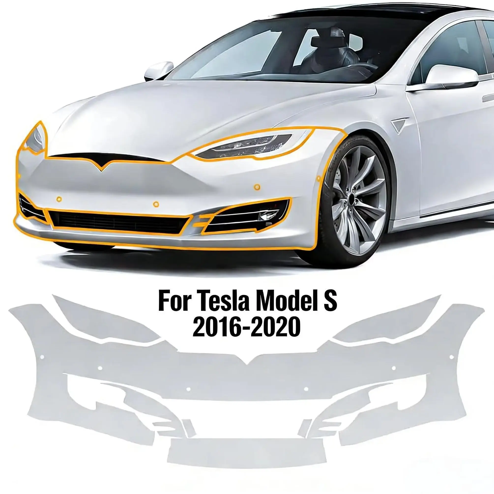

For Tesla Model S 2016-2020 TPU Bumper Hood Scratch-Resistant Self-Healing Paint Protection Film Invisible Pre-cut PPF Kit﻿