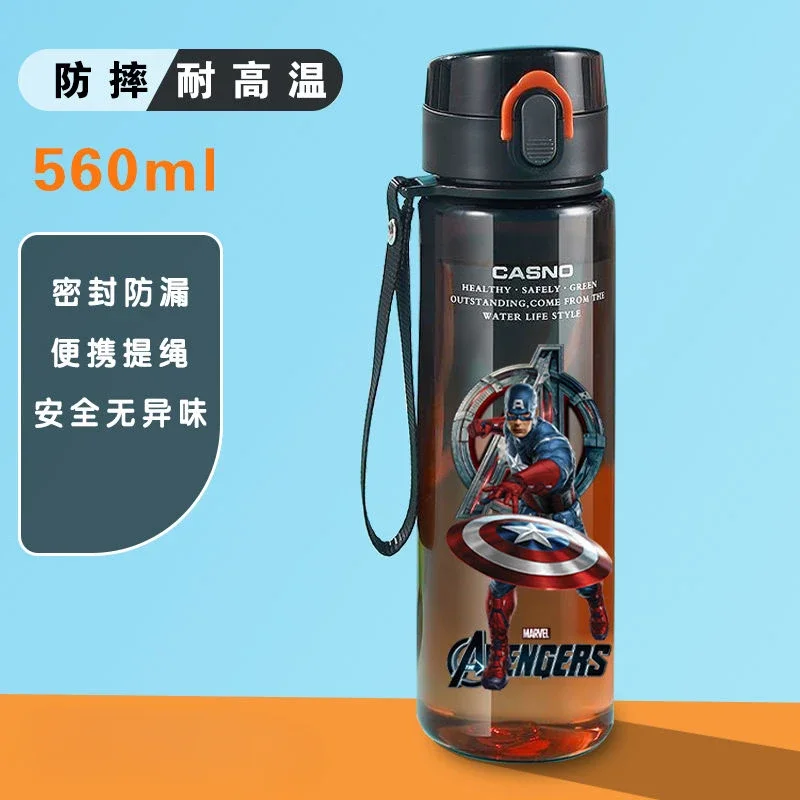 New Marvel Spider-Man Iron Man Cartoon Large Capacity Anti-fall Plastic Water Cup Creative Cool Handsome Boy Sports Water Bottle