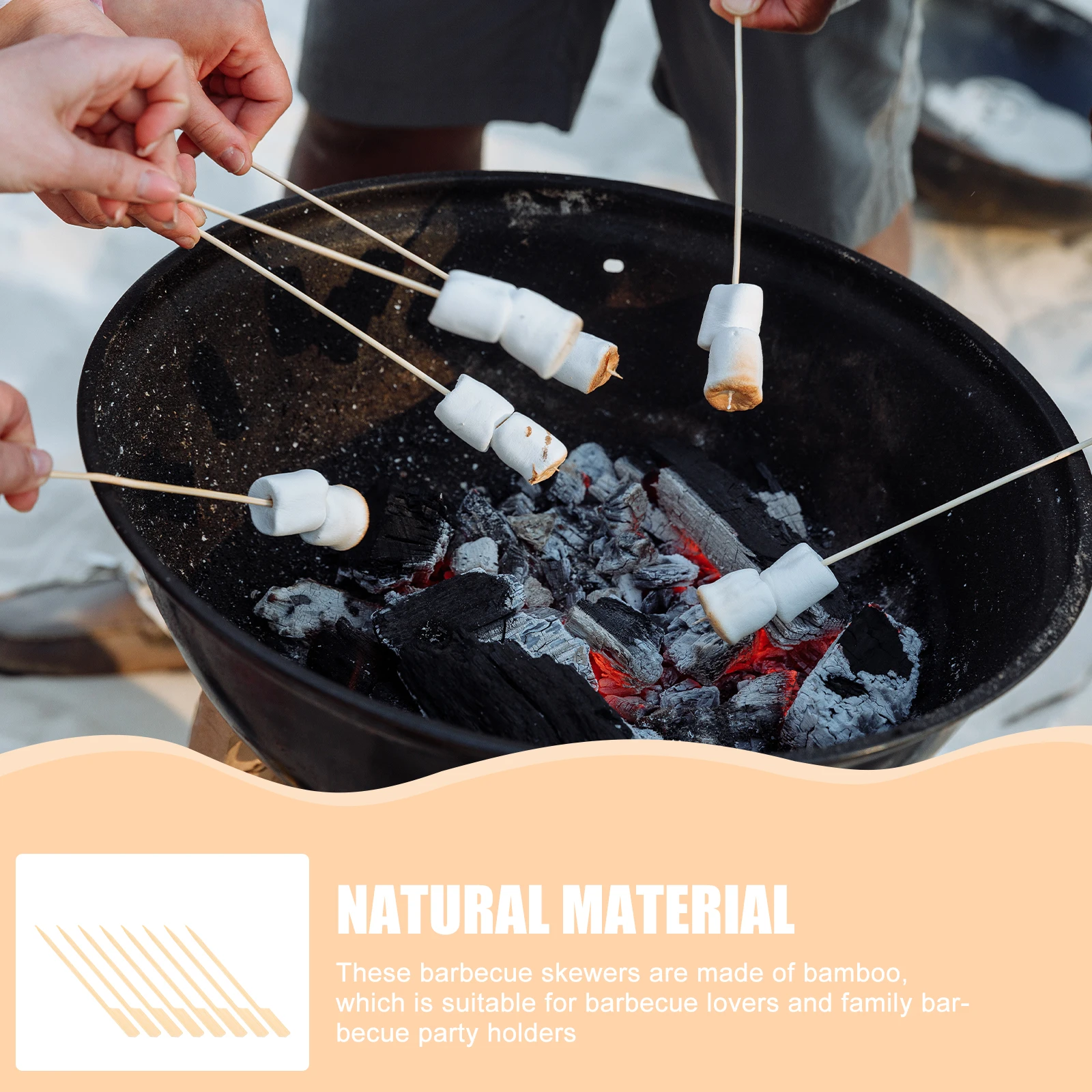 

200 Pcs Barbecue Strip Candied Bamboo Marshmallow Sticks Grilling Skewer Kebobs Skewers Bbq Disposable