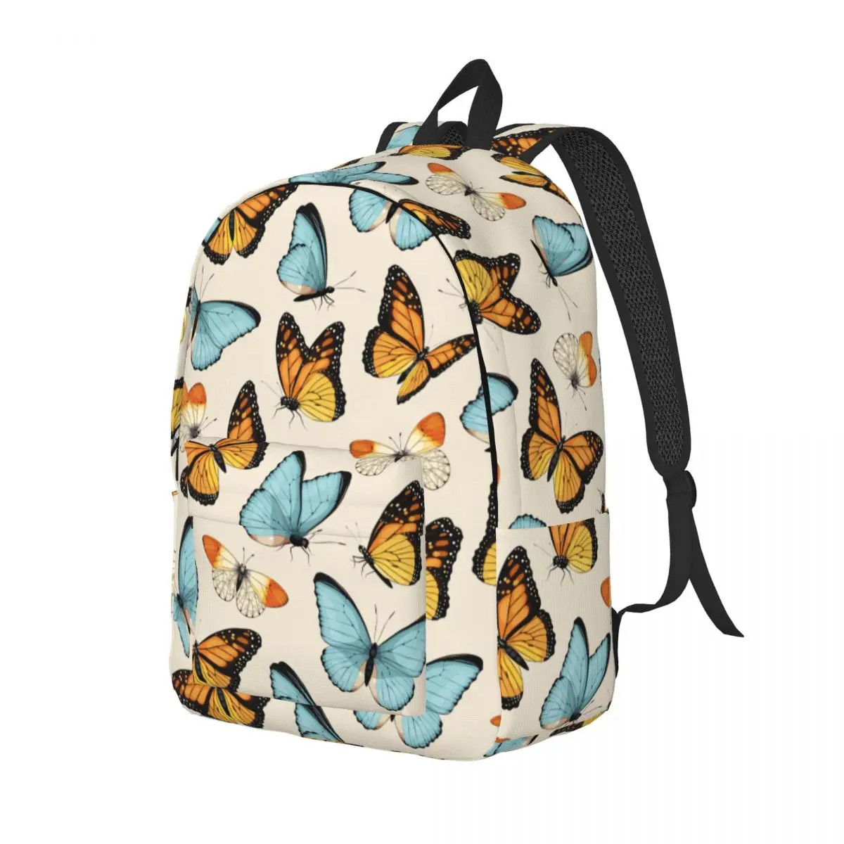 Vinatge-mochila con patrón de mariposa para adolescentes, morral de lona para estudiantes de secundaria primaria, Mochila deportiva