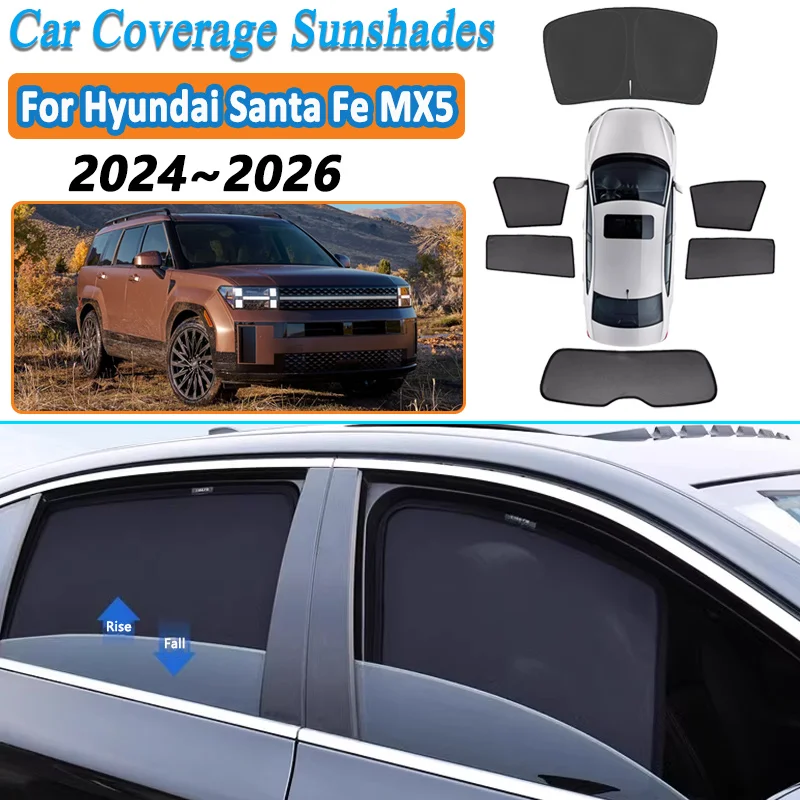 

Mesh Sunshade For Hyundai Santa Fe MX5 2024 2025 2026 Magnetic Window Sunscreen Privacy Curtains Sun Visor Cover Car Accessories