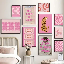 Preppy Aesthetic Gallery Prints Teenage Girl Room Decor College Colorful Pink Wall Art Eclectic Dorm Room Girly Poster Pictures