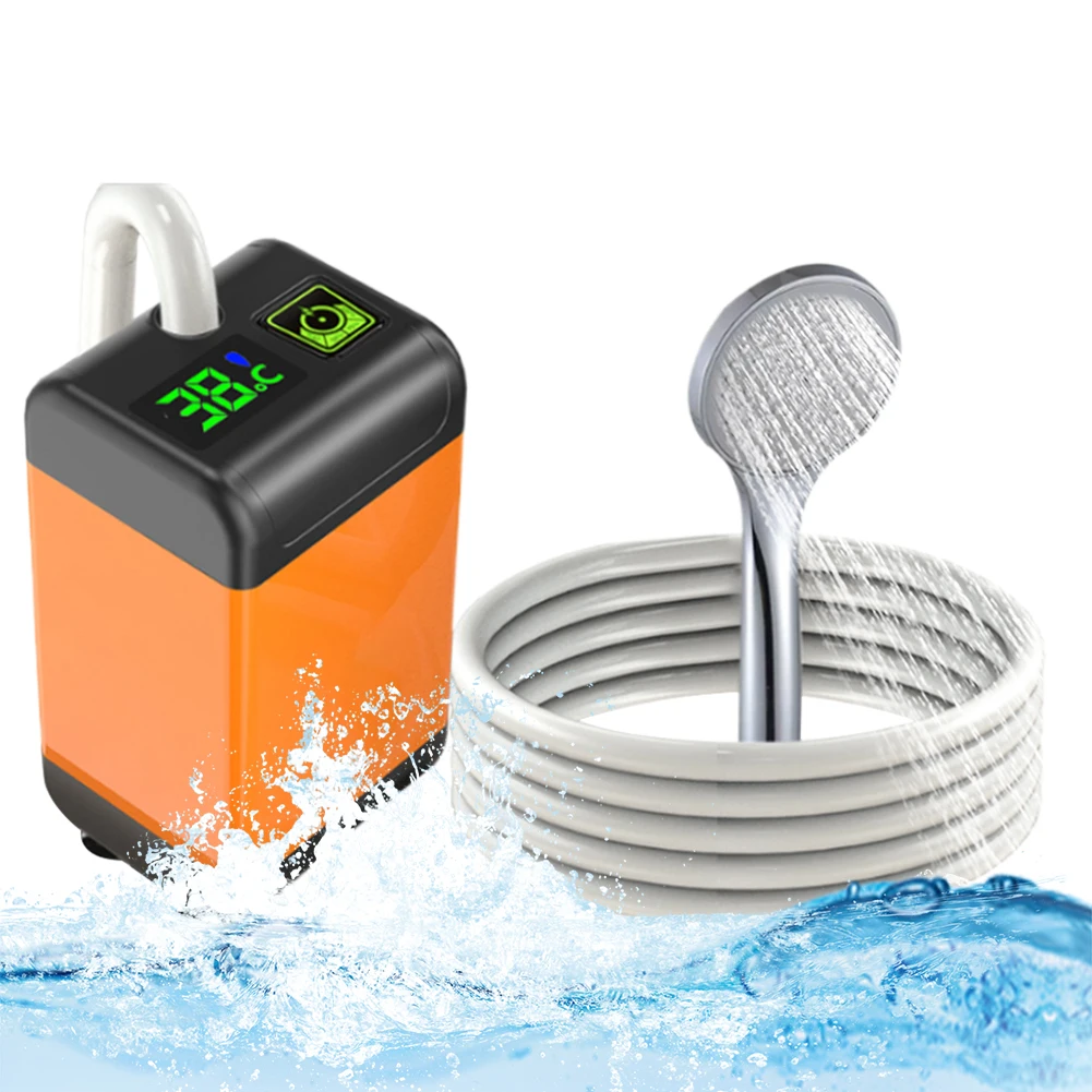 Ducha eléctrica portátil para acampar al aire libre, dispositivo de ducha recargable de 1/3 velocidades, pantalla de temperatura para viaje y playa