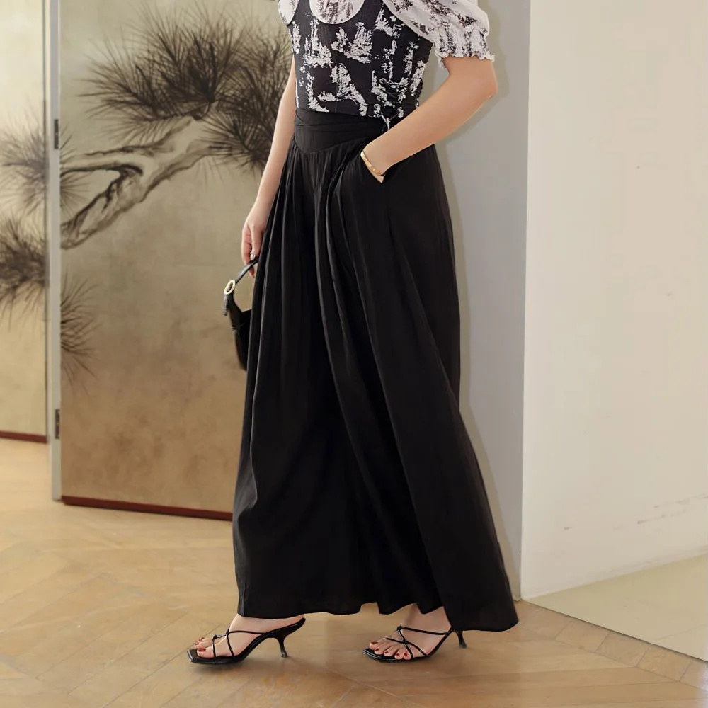 Cobertura de perna larga feminina Virilha, Cintura Alta Dobrável Culottes, Calça Solta, Personalidade Fashion, Primavera Verão, Plus Size Boa Qualidade