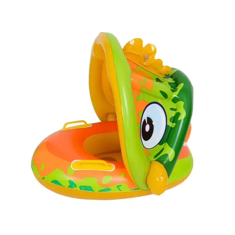 Children's Seat Bao Bao Swimming Seat Boat With Armrest Thickened PVC Cartoon Removable Sunshade Floating Ring