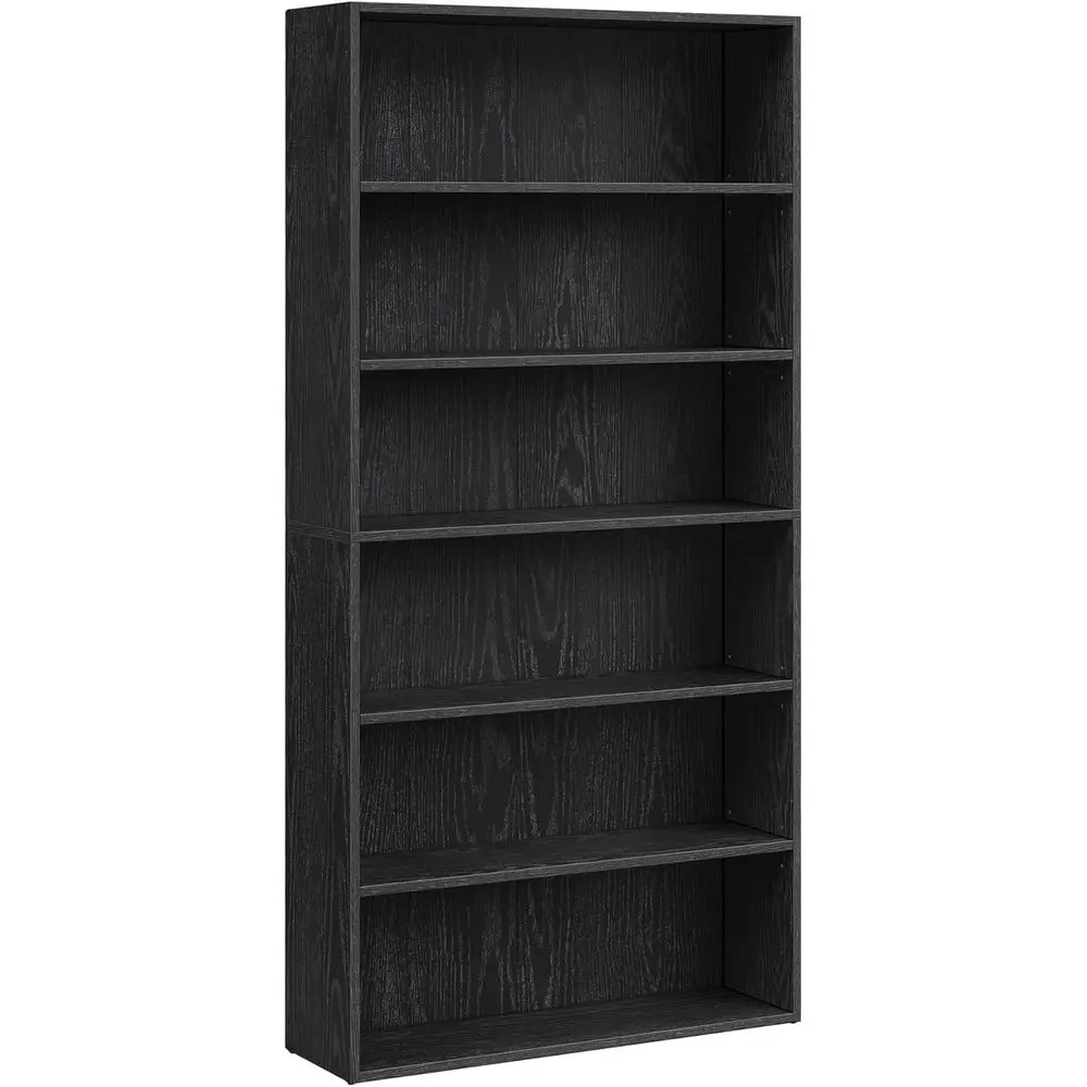 

6-ярусный книжный шкаф из черного эбенового дерева, открытые полки, 9.4x31.5x63.3, подходит для гостиной, домашнего офиса, столовой