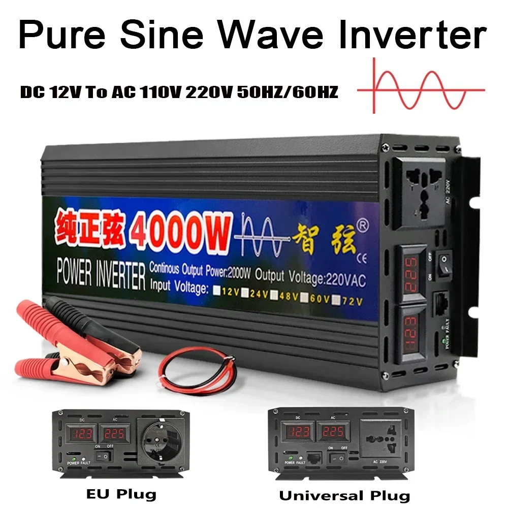 3000W 4000W Power inverter inversor de corriente 12v para 110V 1600W Pure sine wave Convertidor de frecuencia 220V pureza sinus