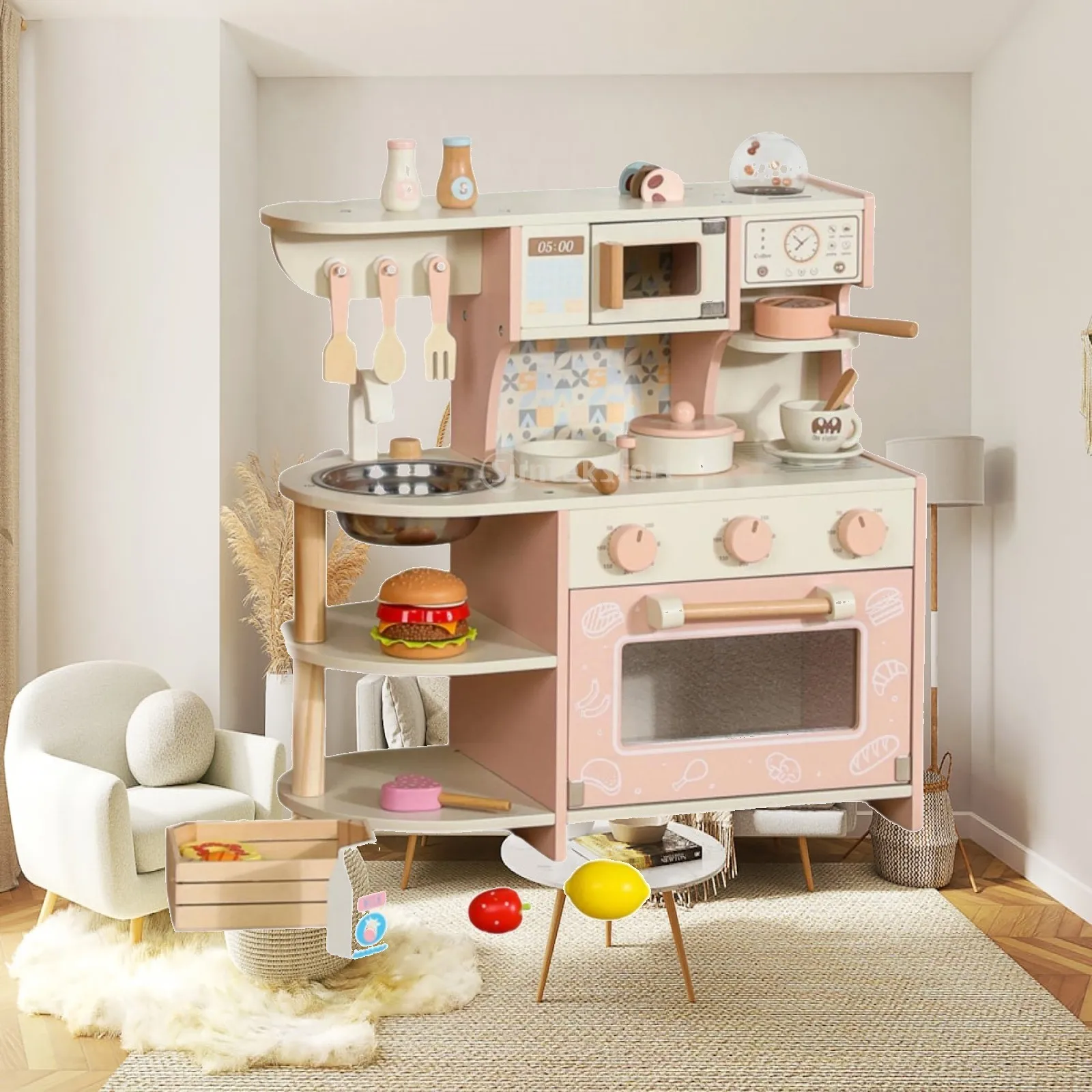 wooden-play-kitchen-with-accessories-young-child-friendly-children's-kitchen-playset-compact-wooden-play-cooking-set-for-young