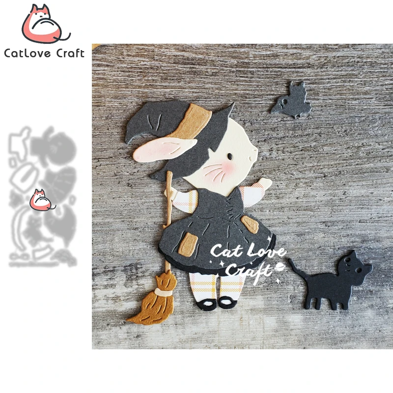 Catlove Halloween Bunny Witch Metal Cutting Dies Scrapbooking Stencil Die Cuts Card Making DIY Craft Embossing New Dies For 2022