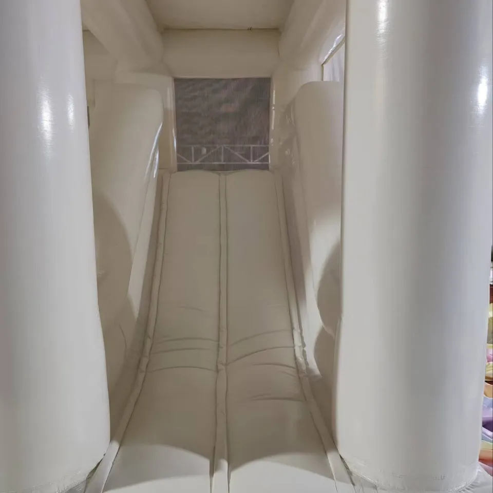 Hot-selling outdoor inflatable slide white wedding jumping bed European-style household children's inflatable castle small tramp