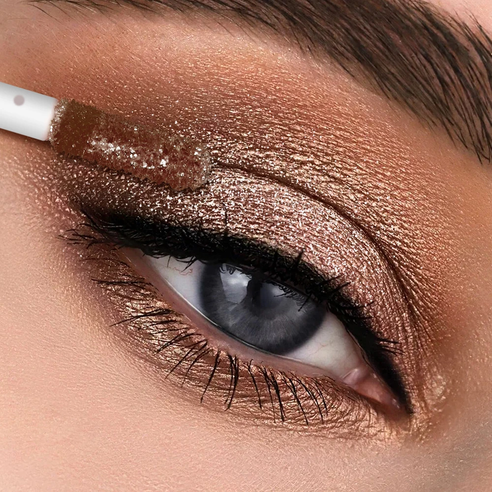 1pc 真珠光沢のあるメタリックグリッターアイシャドウ、ファッショナブルなカラー、6 色からお選びいただけ、日常着に最適、