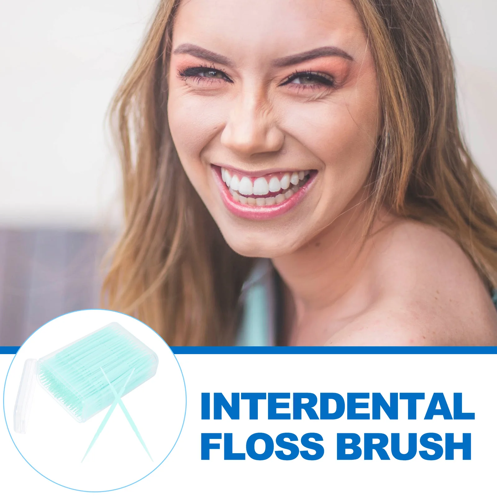 

200Pcs Soft Material Interdental Brushes Toothpick Cleaners For Oral Hygiene White Teeth SkyBlue