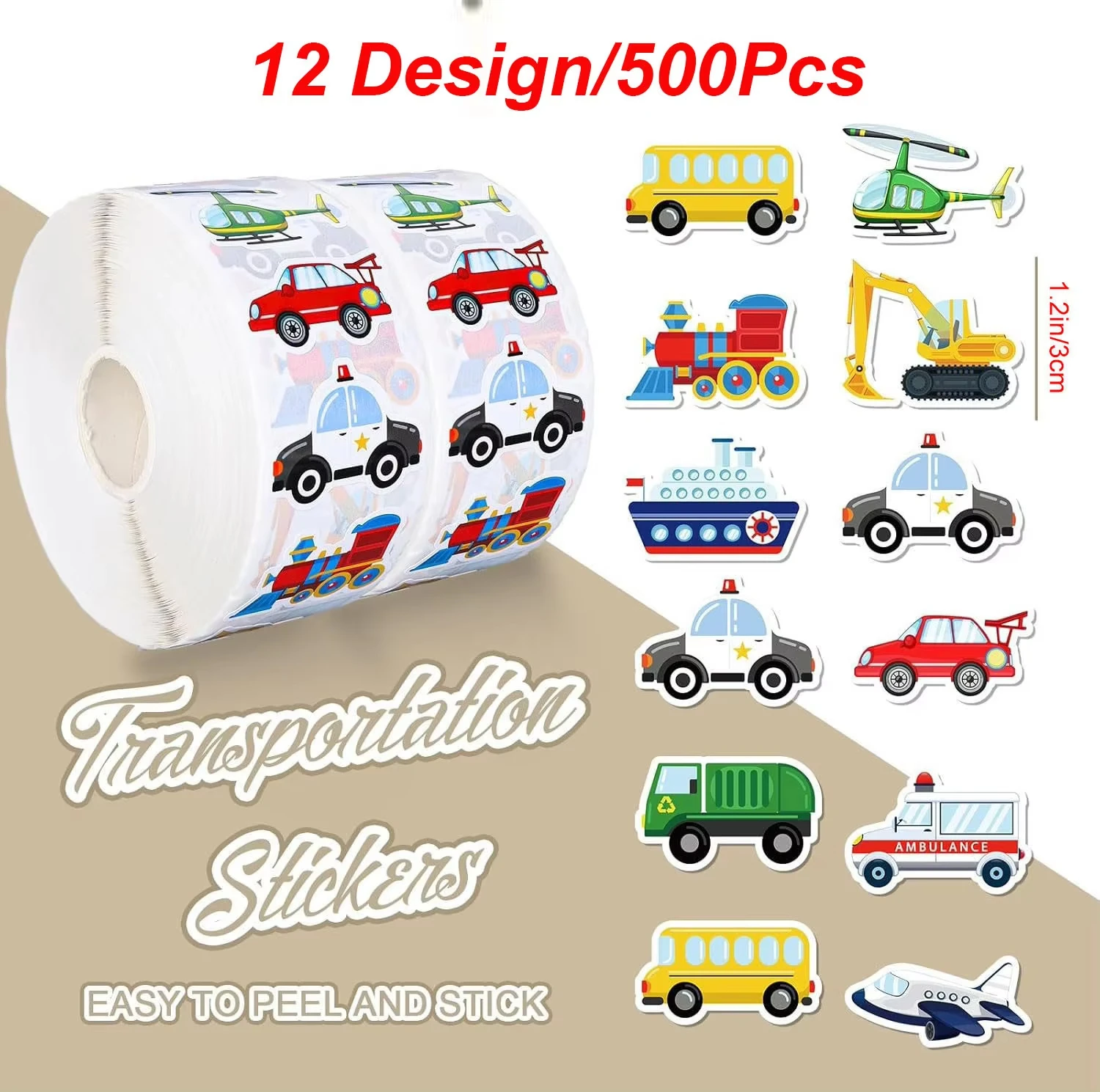 

500/1000 Sheets Of Truck, Fire Truck, And Engineering Vehicle Stickers, Suitable For Children To Learn About Various Vehicles.