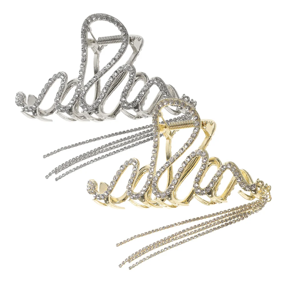 

2Pcs Metal Tassel Chain Snake Claw Clips Non Slip Hair Clips for Women Thick Hair Accessories Fashion Jewelry Snake Claw Clip