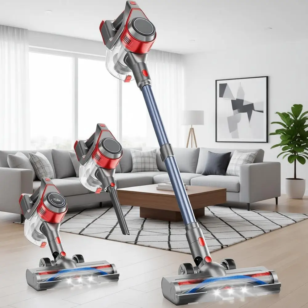 Rechargeable, 35Kpa Powerful Vacuums with Detachable Battery, LED Display, 45Mins Runtime, 8 in 1 Handheld Vacuum for Hardfloor