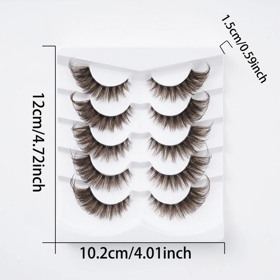 5 pares de europeu e americano diagonal voando raposa série olho cauda estendida uma peça haste fina marrom puro selvagem cílios postiços