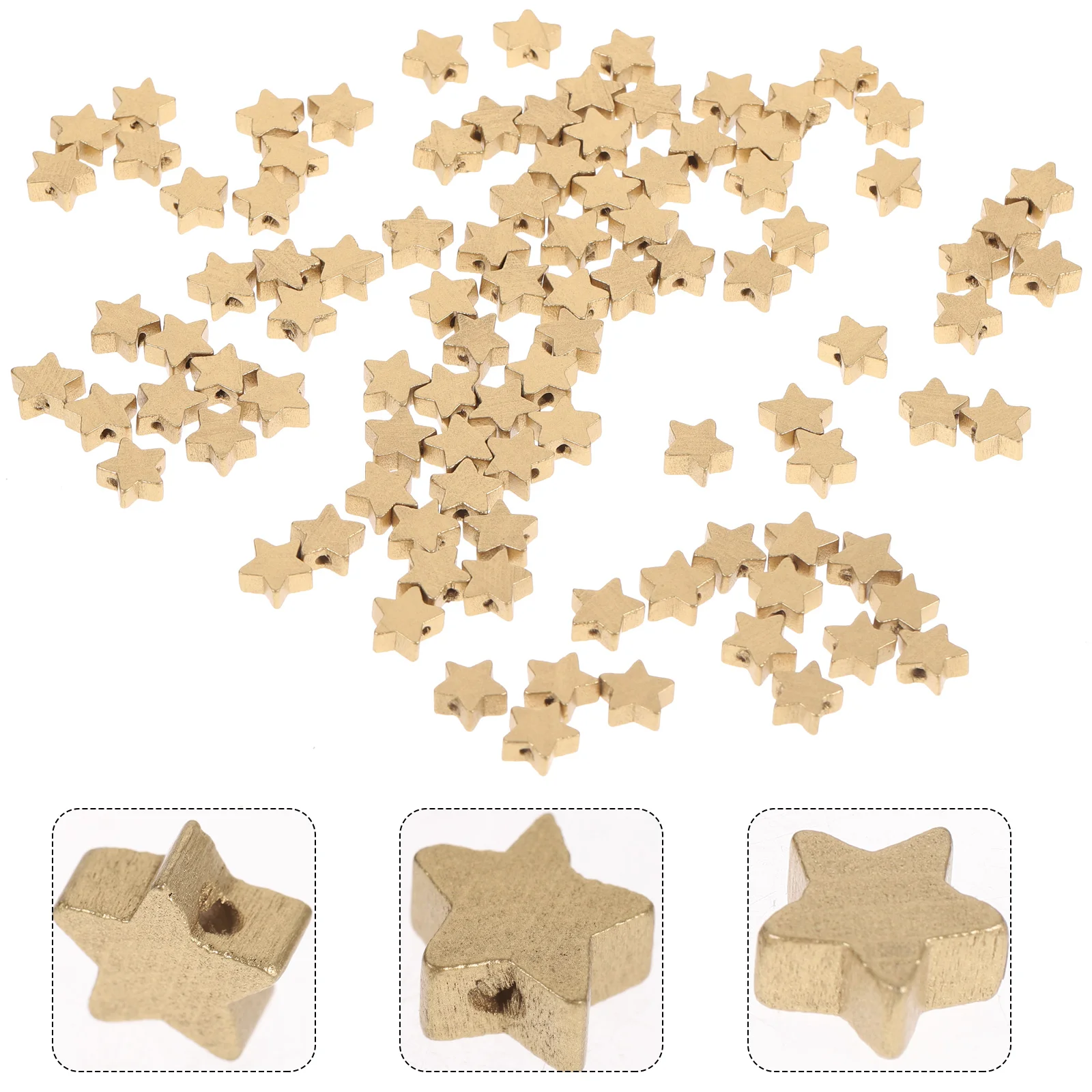 100 Pcs DIY Pentagram Wood Piece Star Disc Educational Playthings Learning Tools Pupils Mathematics Teaching Props with Hole for