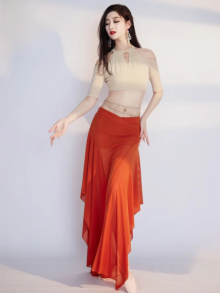 Costume d'entraînement de danse du ventre Original, haut et jupe, Costume de spectacle de couleur Blo, vêtements de sport de danse orientale pour femmes
