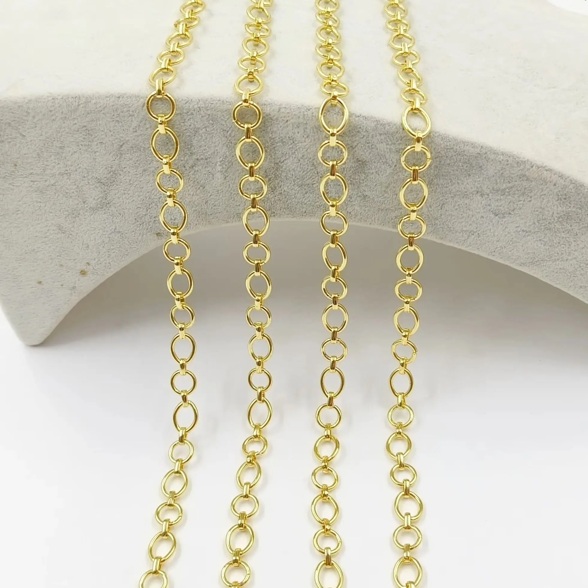 WT-BC252 Jewelry Finding Oval And Round Shape Chain Yellow Brass Accessory For Bracelet Or Necklace Making