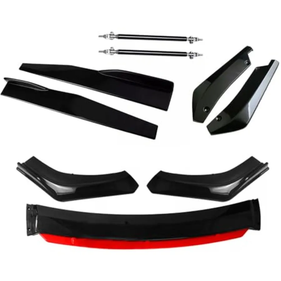 أسود أحمر عالمي 6370 المصد الأمامي الشفاه الفاصل الذقن المفسد طقم الجسم مع 29 الجانب تنورة تمديد لوحة الروك ومضخة خلفية #4