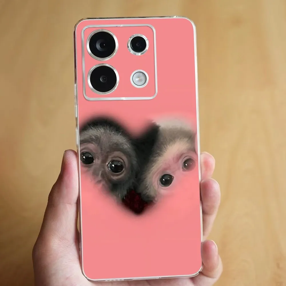 Monkey Sipping Capri Meme Funda Phone Case For Xiaomi 11 Redmi Note 11 5G 8T 9A 9 10T Note8Pro Note9 12SUltra Transparent Case