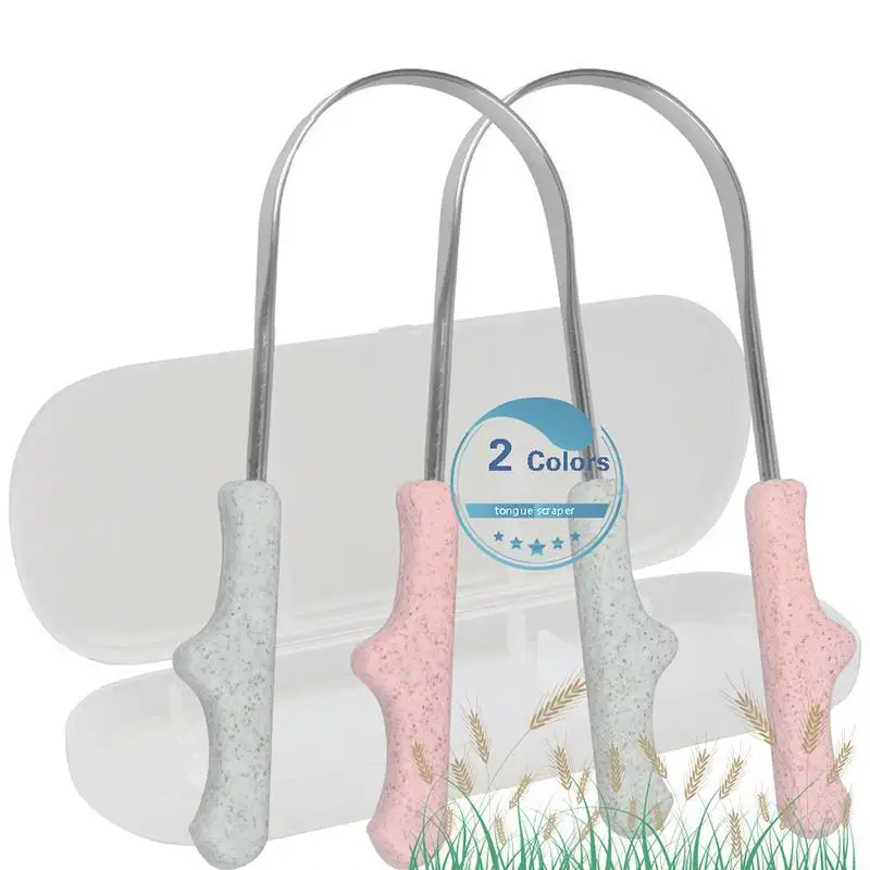 

Скребок для языка из нержавеющей стали с футляром для хранения, щетка для чистки полости рта, для свежести и гигиены, высококачественный скребок для языка