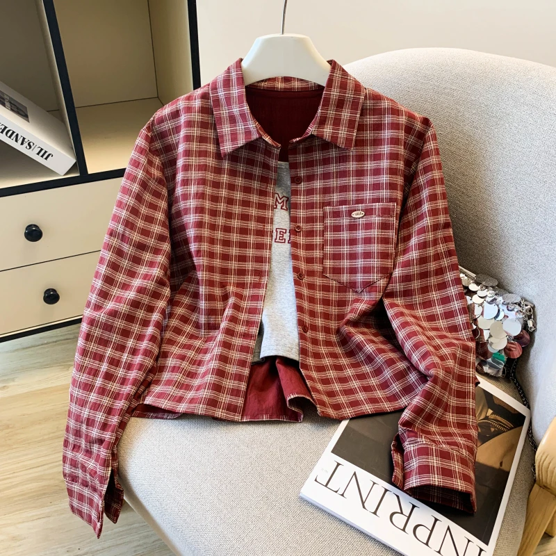

Women's Mesh Casual Long-sleeved Shirt Vest Two-piece Set Y2K American Hhigh Street Fashion Aesthetics College Vintage Shirt