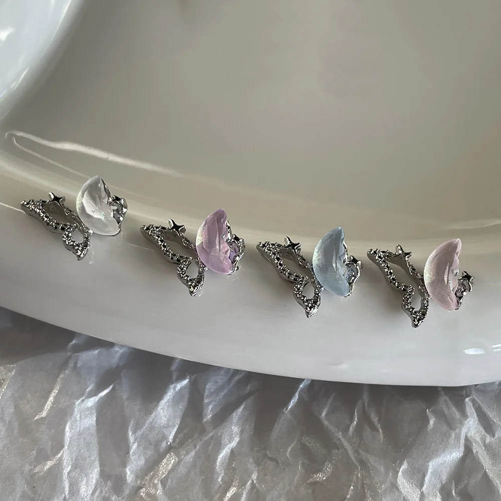 Nicchia Farfalla Mezzo cavo Mezza fata Ciondoli con diamanti Lampeggiante Aurora Scintillante Farfalla Gioielli Accessori per unghie treD 404s