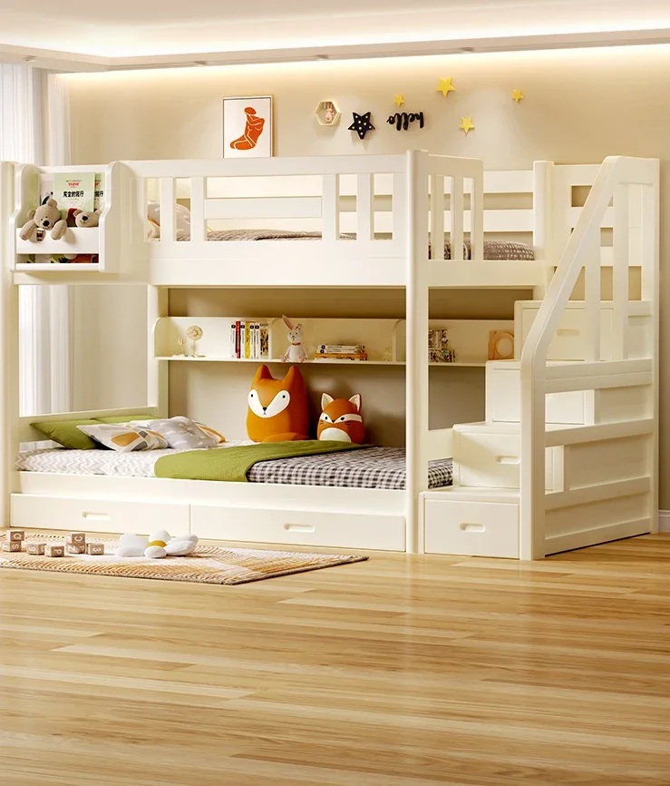 Simple adult bunk bed, high and low mother and child , small unit elevated , two-story children's slide bed