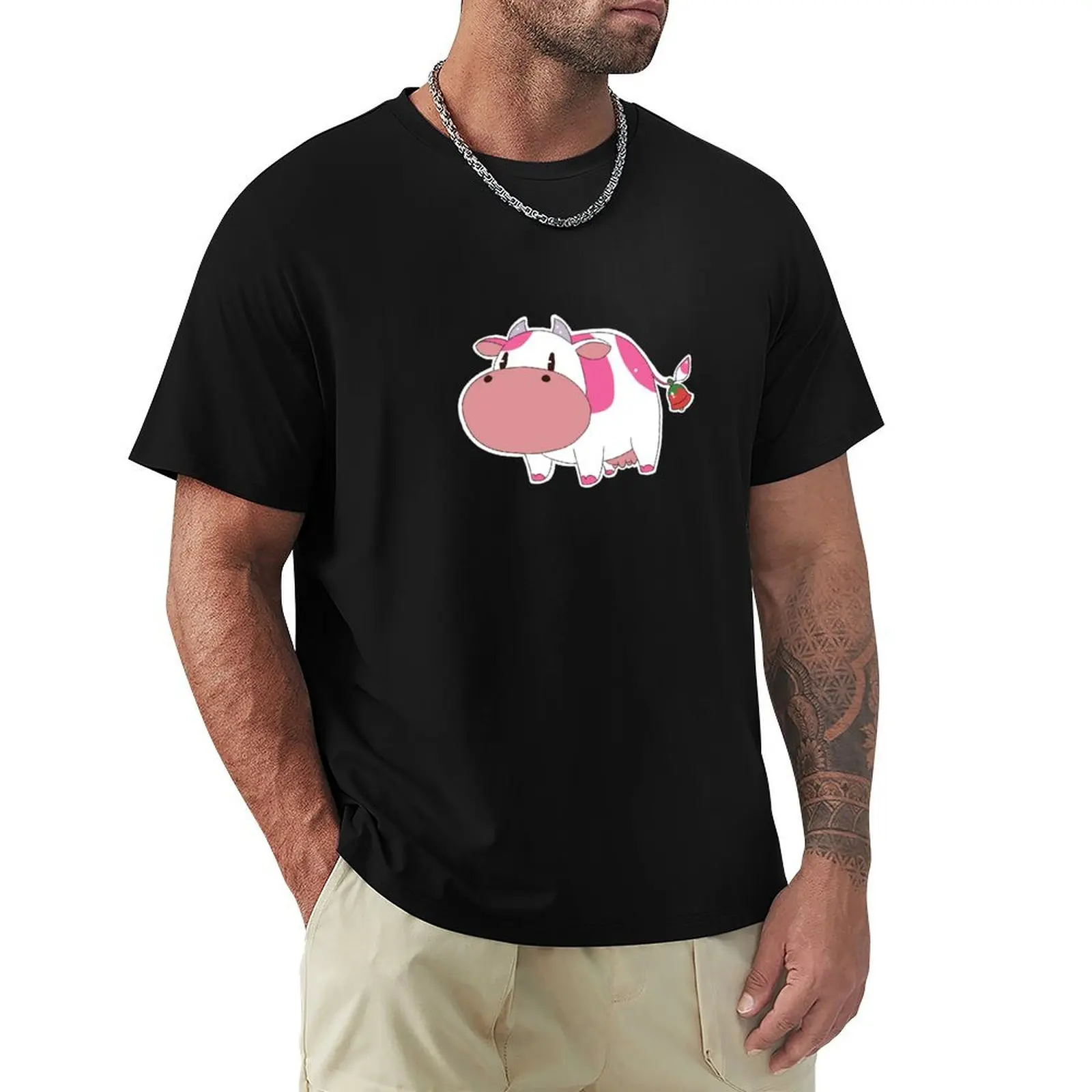 

Harvest Moon Story of Seasons Friends of Mineral Town Strawberry Cow T-Shirt cotton graphic tees plain black t-shirts for men