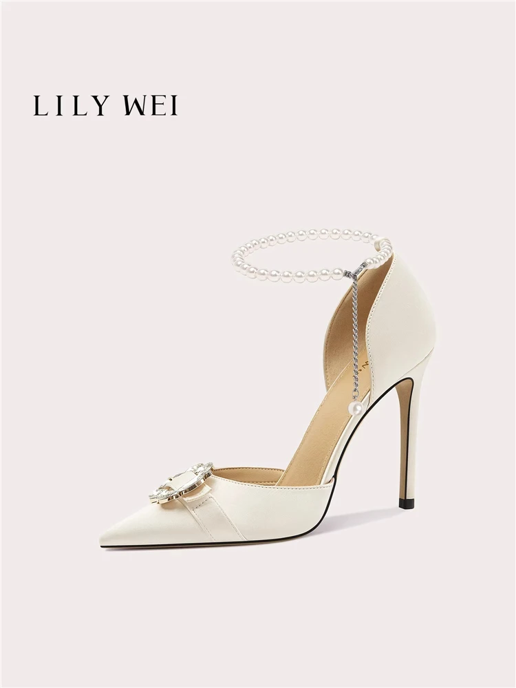 

Летние женские туфли-босоножки на высоком каблуке с острым носком, украшенные жемчугом и стразами, для свадьбы и банкета, увеличенные и уменьшенные размеры, расширенная модель
