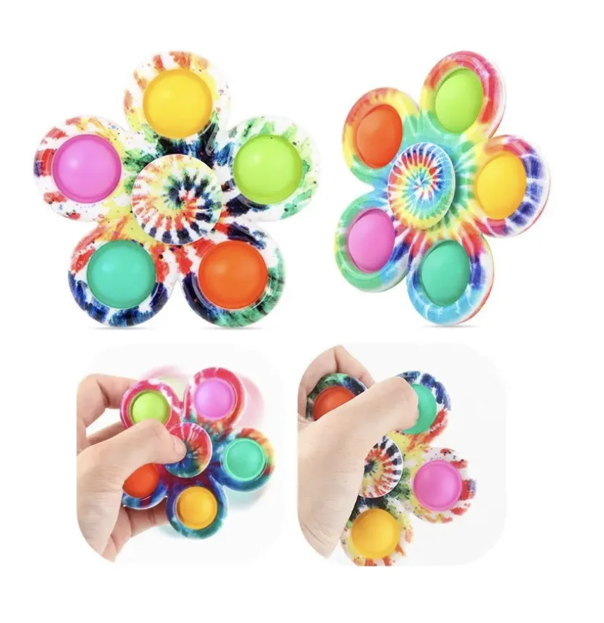 Zabawny Tie Dye Prosty Fidget Spinner Palcowy Spinner Bubble Antystresowy na ADHD, Lęk, Stres, Sensoryczny Upominek na Przyjęcia dla Dzieci
