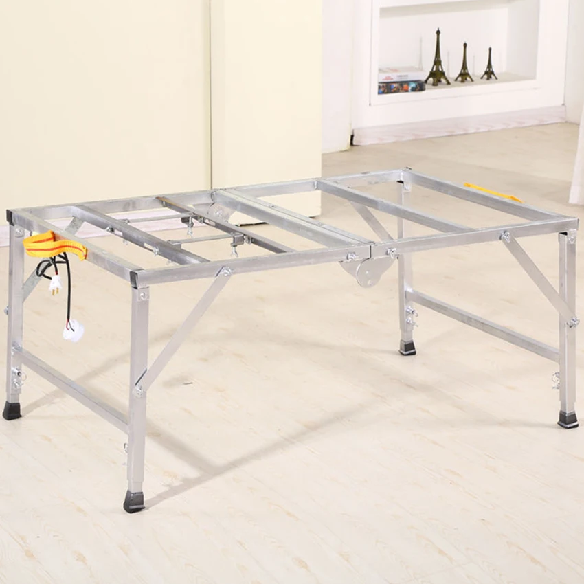 Multifuncional Woodworking Worktable Folding Lifting Workbench Aço Inoxidável Pequena Serra Quadro Tabela 80x120cm