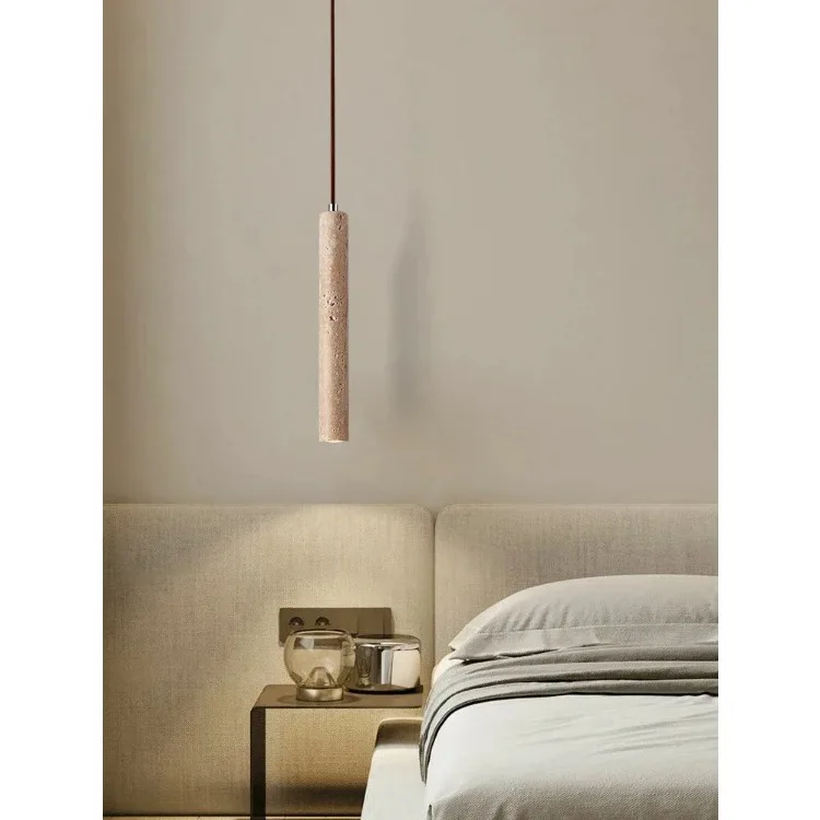 

Slim Travertine Led Pendant Lamp Stone Suspension Ceiling Light for Bedroom Bedside Dining Room Kitchen Island Pendant Lighting