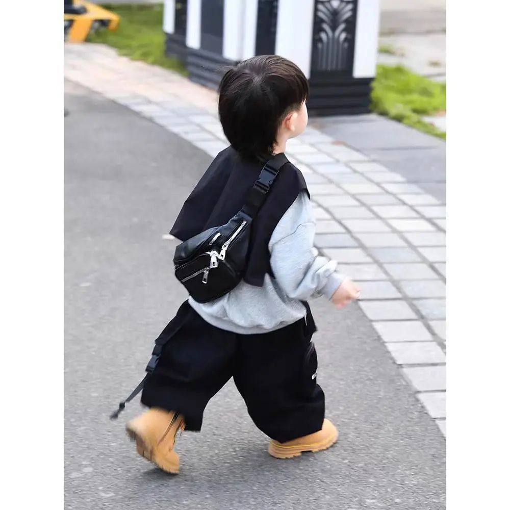 3 PCS set Spring Autumn Boy Handsome set Casual vest+ TShirt+Loose Pant Kid Children baby toddler Boy Fashion clothes Streetwear