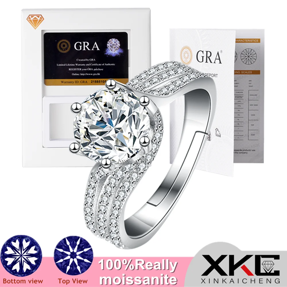 GRA moissanite ring, two-carat Deluxe Crown, full of diamonds, set with lady jewelry, ring accessories