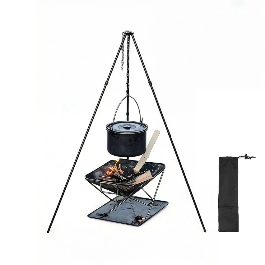 

Portable Detachable Camping BBQ Tripod Hanging Pot Rack Adjustable Aluminum Alloy Triangle Stand for Outdoor Campfire Cooking