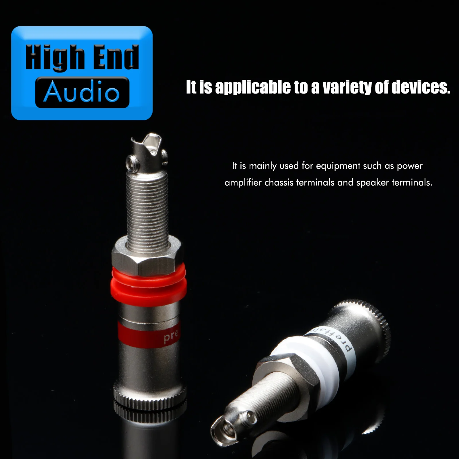 Preffair 4Pcs Niobium Plated Speaker Binding Posts Hi-end Amplifier Speaker Terminal Connectors Banana Jack Adapter